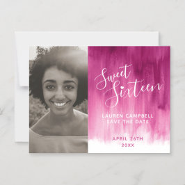 Rosa rote Kunst 16 . Geburtstag Foto Save the Date Magneteinladung