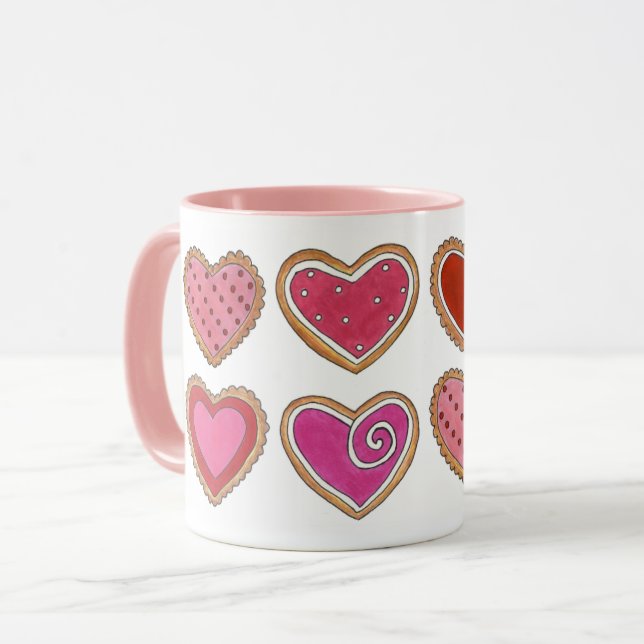 Rosa Rote Liebe Valentinstag Zuckerrüben Tasse (Vorderseite Links)