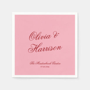 Rosa rote minimalistische romantische Hochzeitsser Serviette