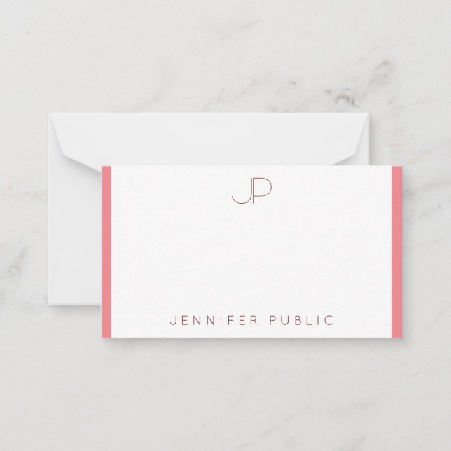 Rosa rote Minimalistische Vorlage für Monogramm (Vorderseite)