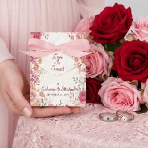 Rosa & Rote Romantische Rosen Hochzeit im Frühling Geschenkschachtel