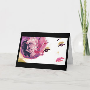 Rosa Rote Rose Diamant Girl, Grußkarte Karte