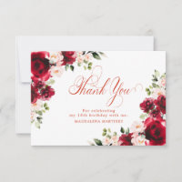 Rosa Rote Rose Floral 18. Geburtstag Personalisier