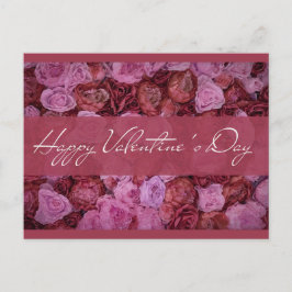 Rosa Rote Rose Floral Happy Valentines Day Postkarte