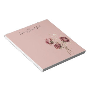 Rosa rote Rosen floral Notizblock