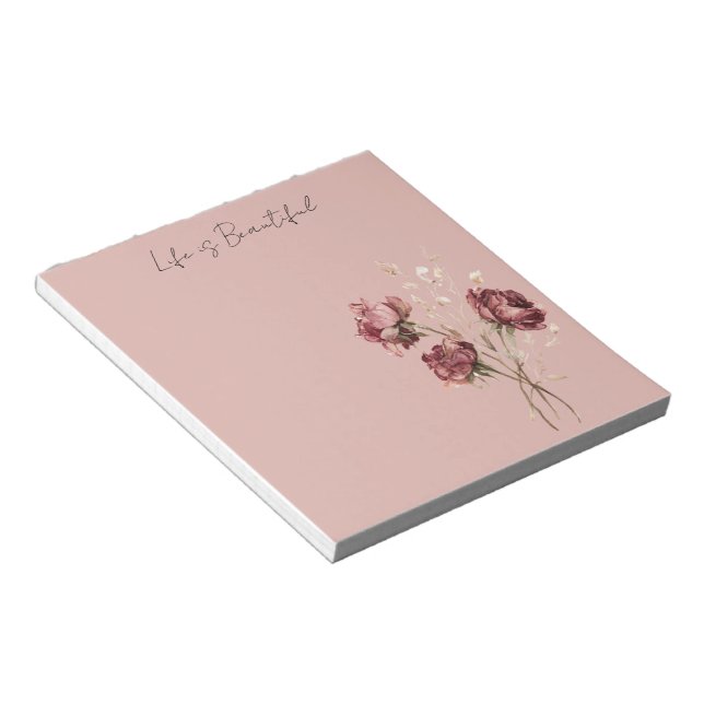 Rosa rote Rosen floral Notizblock (angewinkelt)