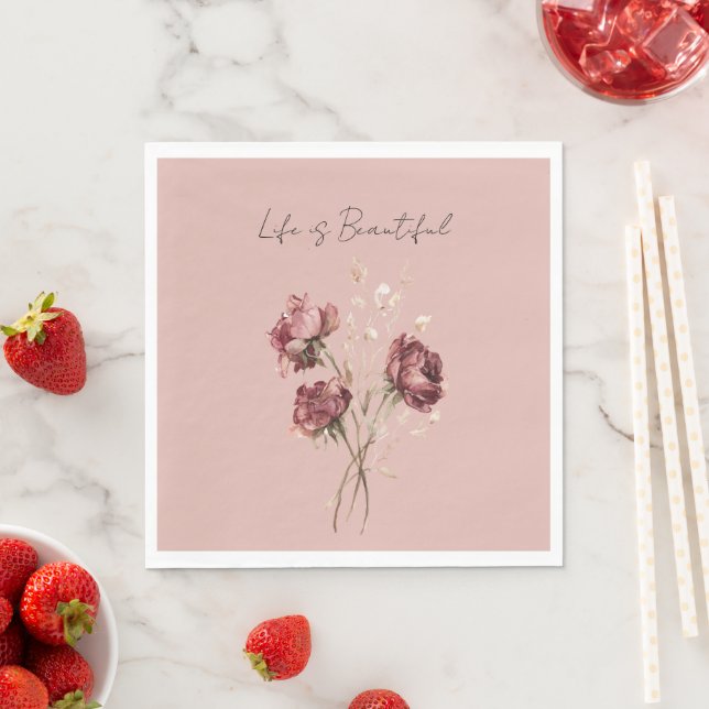 Rosa rote Rosen floral Serviette (Beispiel)