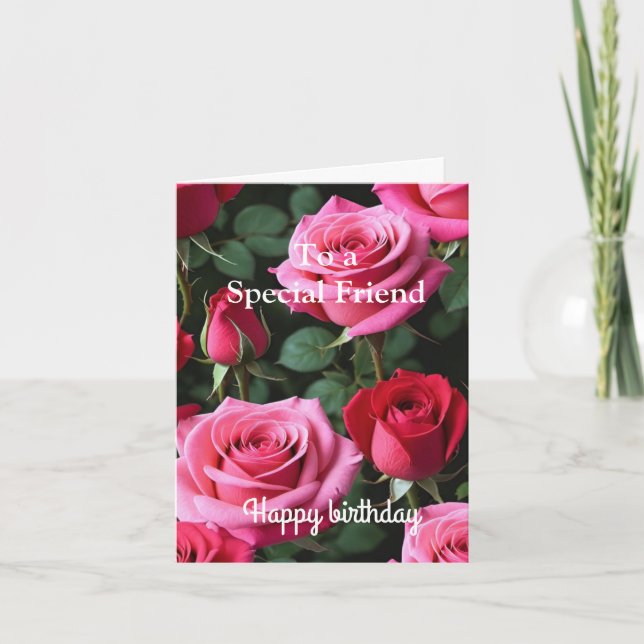 Rosa Rote Rosen für einen besonderen Geburtstag Karte (Vorderseite)