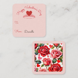 Rosa & rote Rosen Herz Krone Klassenzimmer Valenti Begleitkarte