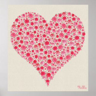 Rosa Rote Rosen Liebe Herzerstreichen drucken Poster