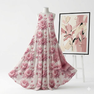 Rosa Röte-Rosen-Rokokogarten französische Toile Vi Stoff