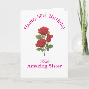 Rosa-rote Rosen unglaubliche Schwester Acryl-Gebur Karte