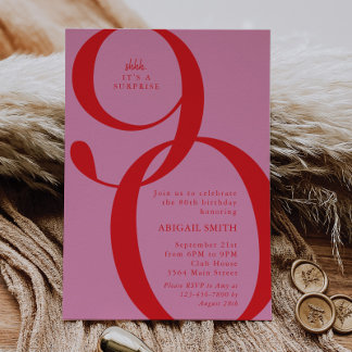 Rosa Rote Schh Es ist eine Überraschung zum 90. Ge Einladung
