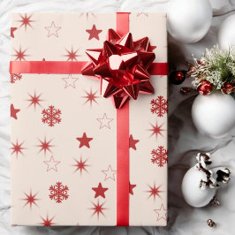 Rosa Rote Stars Snowflake Sparkasse Geschenkpapier