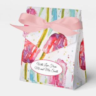 Rosa rote Tulpe und Biene Aquarellmalerei Hochzeit Geschenkschachtel