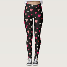 Rosa, rote und weiße Herzen Leggings