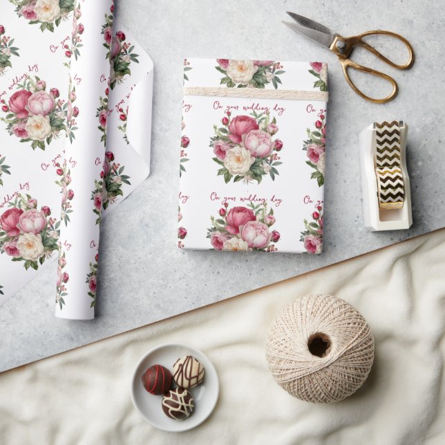 Rosa, rote und weiße Zwerge Geschenkpapier (Kunsthandwerk)