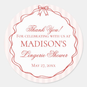 Rosa & Rote Wäsche Dusche Tanga Partygeschenke Runder Aufkleber