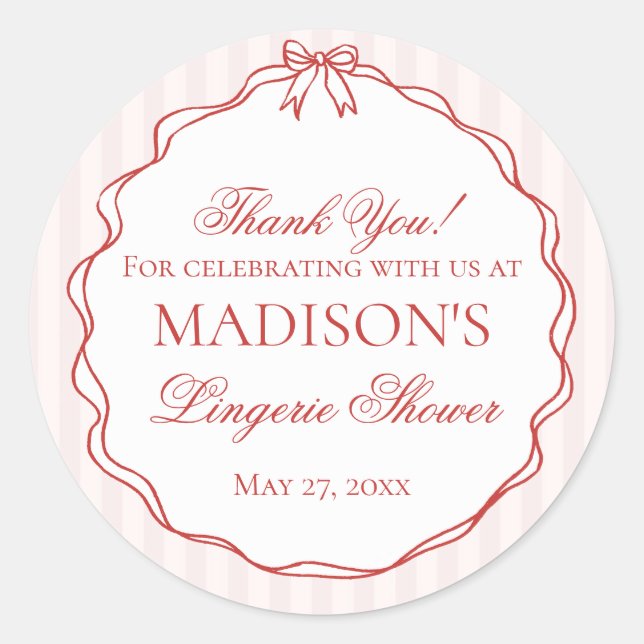 Rosa & Rote Wäsche-Duschhöschen-Party-Geschenke Runder Aufkleber (Vorderseite)