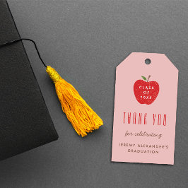 Rosa roter Apfel Geschenkanhänger für Abschlussfei