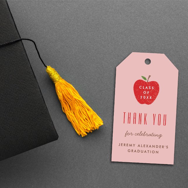 Rosa roter Apfel Geschenkanhänger für Abschlussfei (Von Creator hochgeladen)