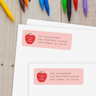 Rosa roter Apfel Vorschul-Abschluss-Adressetikett