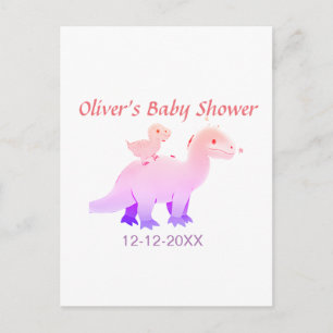 Rosa roter blauer lila Dinosaurier Baby-Party Datu Postkarte