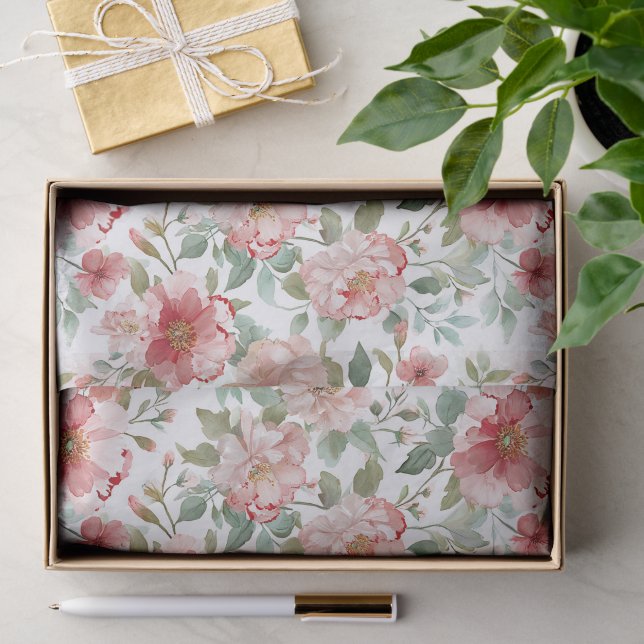 Rosa roter Blumen Geburtstag Seidenpapier (Geschenk)