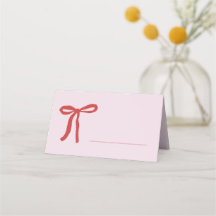 Rosa Roter Bow Minimalistisch füllen Platzkarte