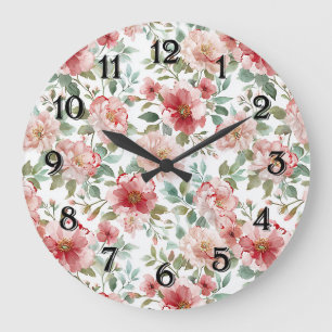 Rosa roter floral   große wanduhr