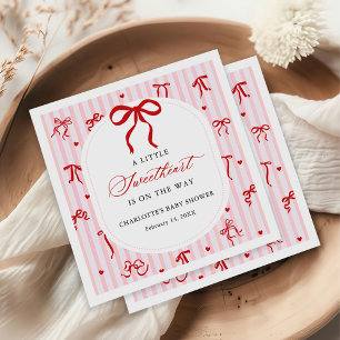 Rosa roter Koketten-Bogen Valentinstag Baby Shower Serviette