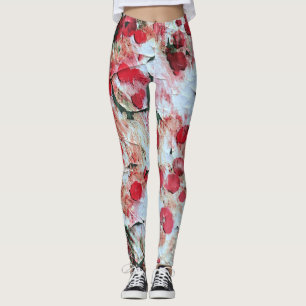 Rosa roter schmutziger Polka-Punk-Zerfall Leggings