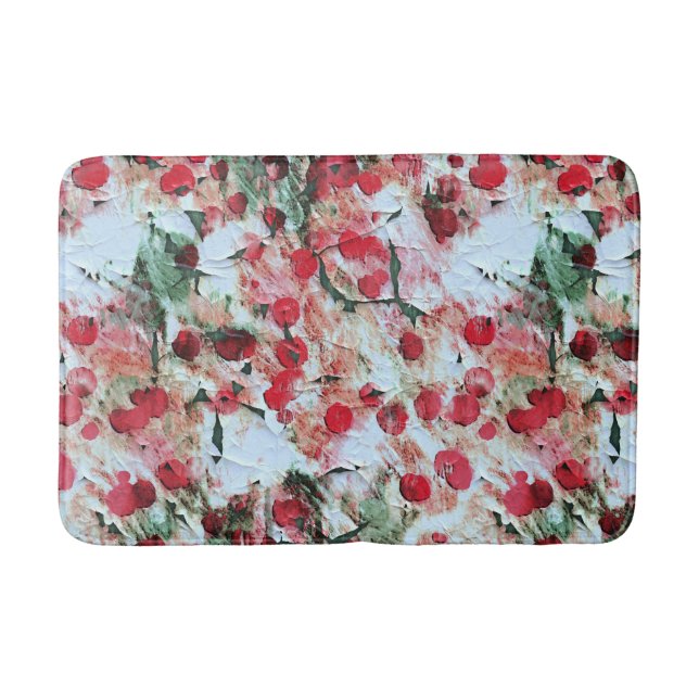 Rosa roter Schmutzpolka Dot Grunge Decke Badematte (Vorderseite)