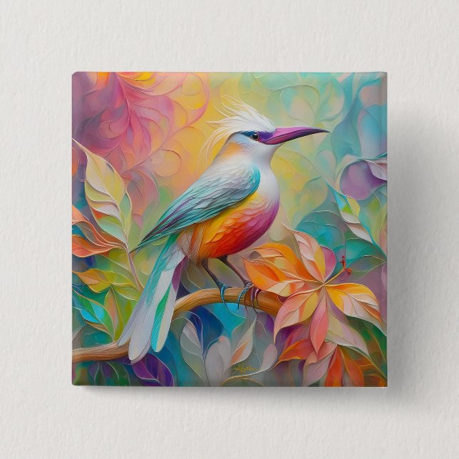 Rosa Roter Vogel Button (Vorderseite)