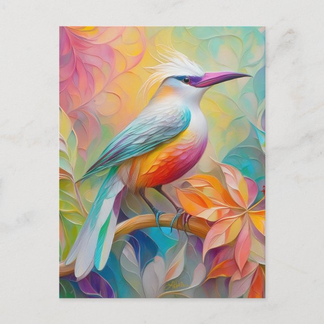 Rosa Roter Vogel Postkarte (Vorderseite)