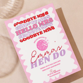 Rosa Roter Wavy Junggeselinnen-Abschied Hen Itiner Einladung