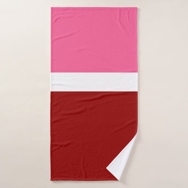 rosa, rotes Blockdesign Badehandtuch (Badehandtuch)