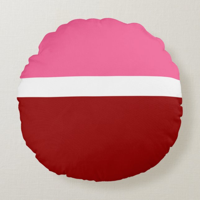 rosa, rotes Blockdesign Rundes Kissen (Vorderseite)