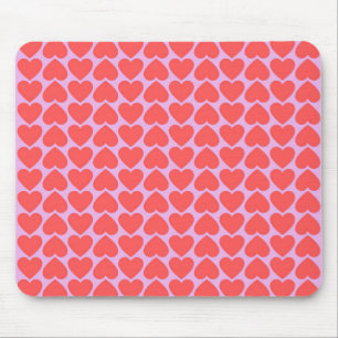 Rosa rotes Herz-Gitter Y2K Muster Mousepad