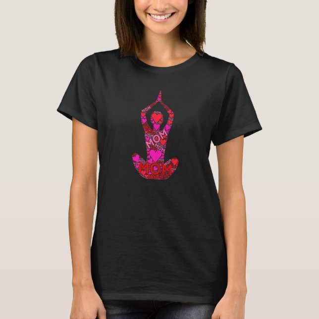 Rosa Rotes Herz Liebe Mama Yoga Meditation Mama Mo T-Shirt (Vorderseite)