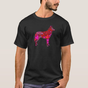 Rosa rotes Herz Liebe Mutti Husky Haustier Hund M T-Shirt