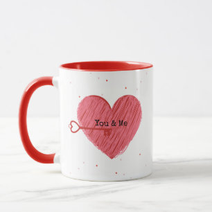 Rosa Rotes Herz Skript Niedlich Eleganter Valentin Tasse