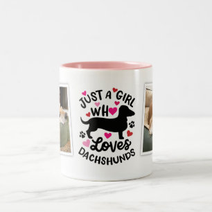 Rosa rotes Herz Wiener-Hund-Liebhaber-Foto-Kaffeet Zweifarbige Tasse