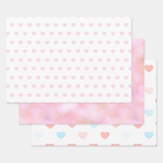 Rosa rotes Herz Xo Xo Geschenkpapier Set (Set)