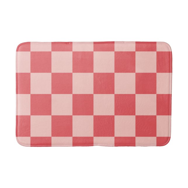 Rosa rotes Karo-Gingham-Muster Badematte (Vorderseite)