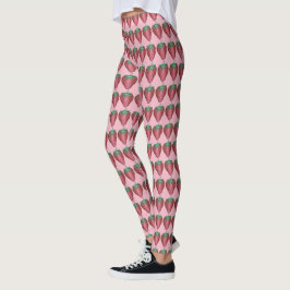 Rosa Rotes Obst Frucht Berry Erdbeere Lebensmittel Leggings