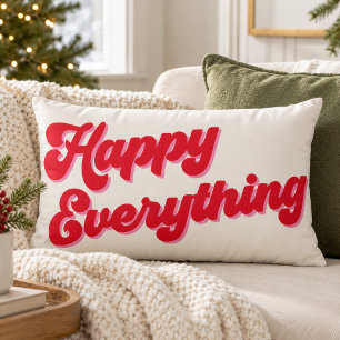 Rosa rotes Retro-Happy-Everything-Skript Weihnacht Lendenkissen