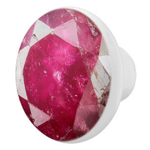 Rosa rotes Ruby Kristallmuster Keramikknauf