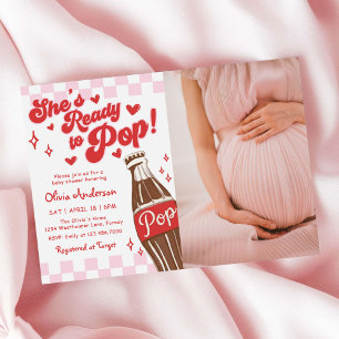 Rosa Rotes Sie ist bereit zu platzen Baby Shower F Einladung