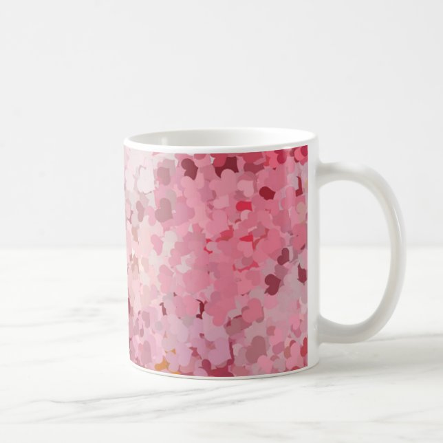 Rosa rotes violettes Herz Moderne elegante Vorlage Kaffeetasse (Rechts)